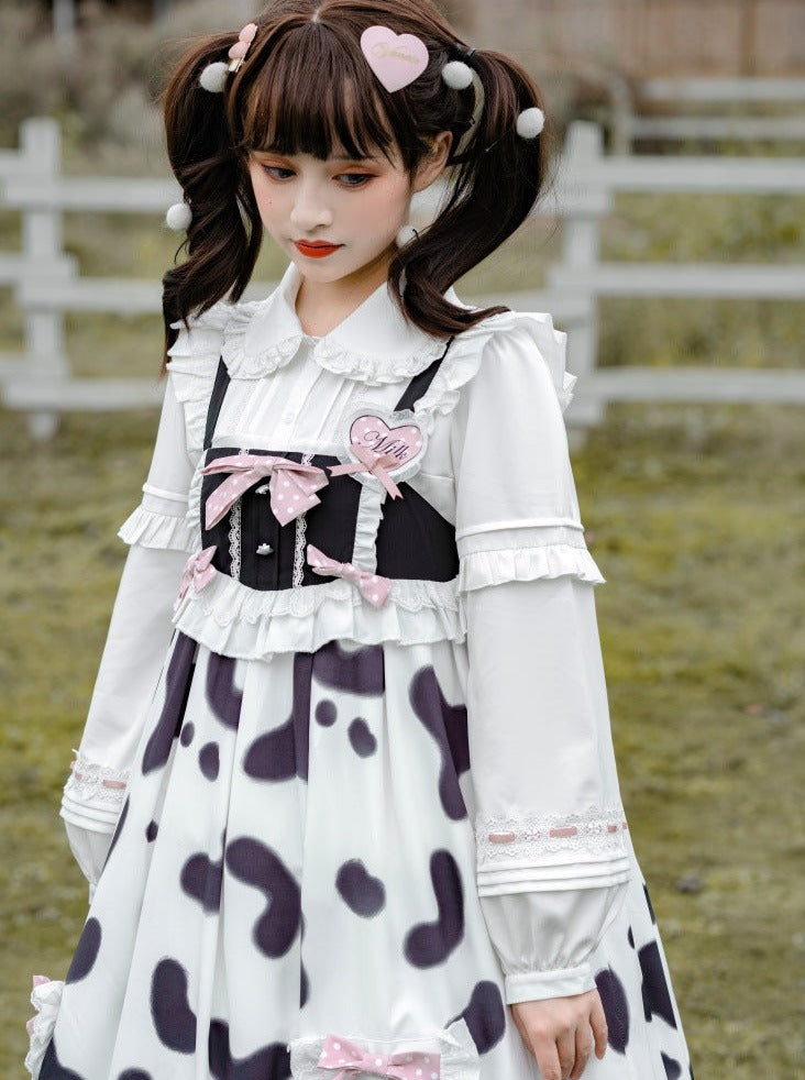 Hosenträger Kuh Bluse Rock Pelz + Mantel