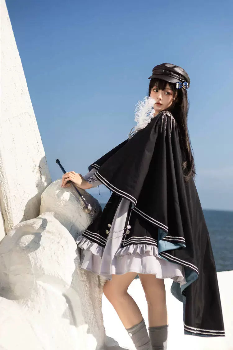 Dark Night Contract Gothic Lolita Dress Set Cloak & Vest