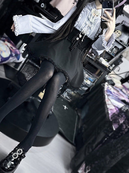 レースバックルフリルシャツ チャイナスリーブベル