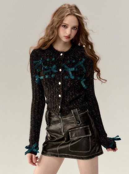 Ribbon Ribbed Knit Top + Ribbon Knit Hat + Knit Flowers