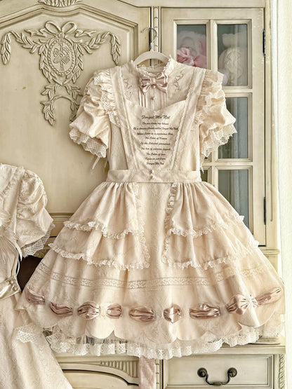 Dream Poem Sweet Classic Lolita OP Dress with Apron Two-Piece