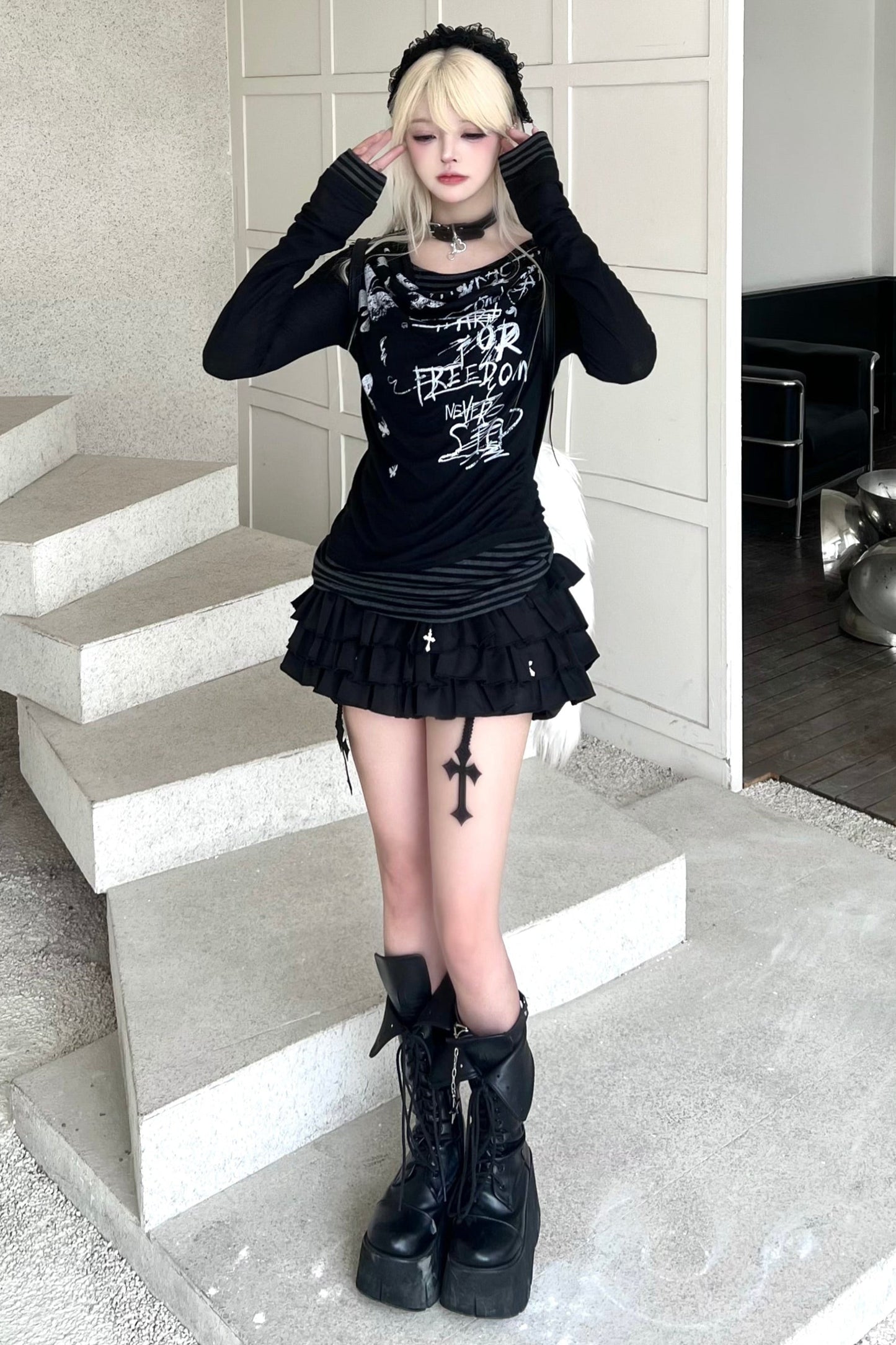 バタフライスリムトッププリントフィット