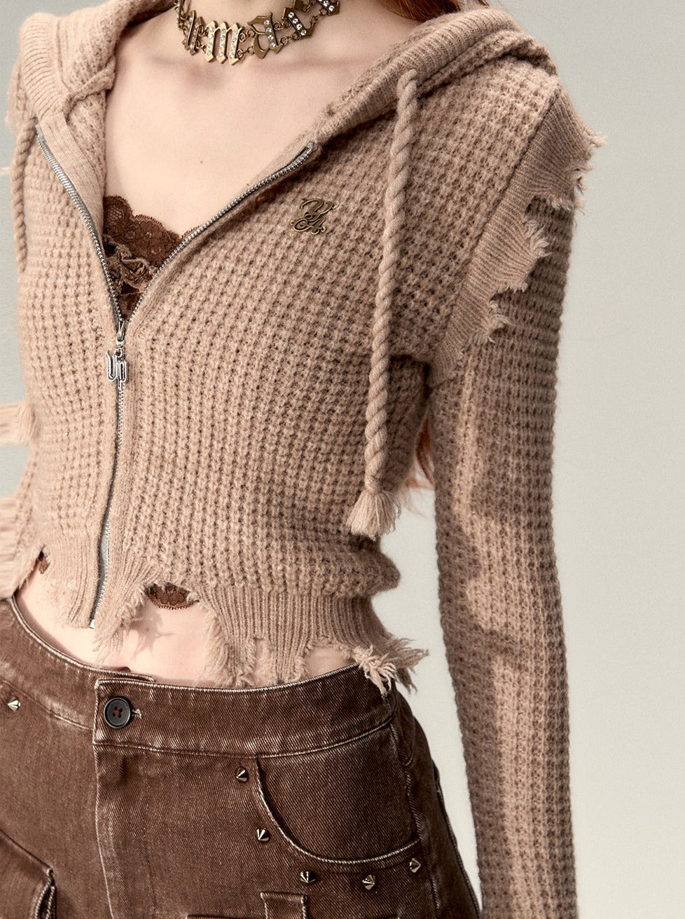 Kapuzenpullover mit Reißverschluss und Logo „One Point“