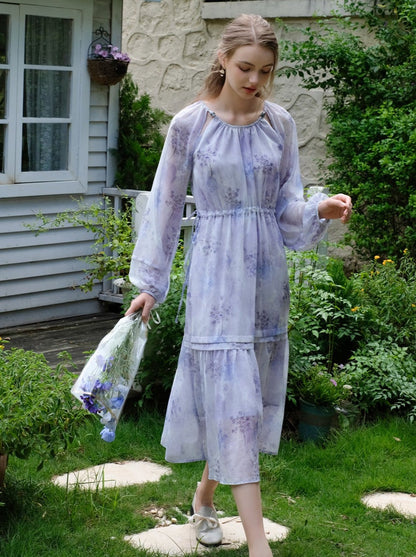 パープルドレス フレンチシフォン