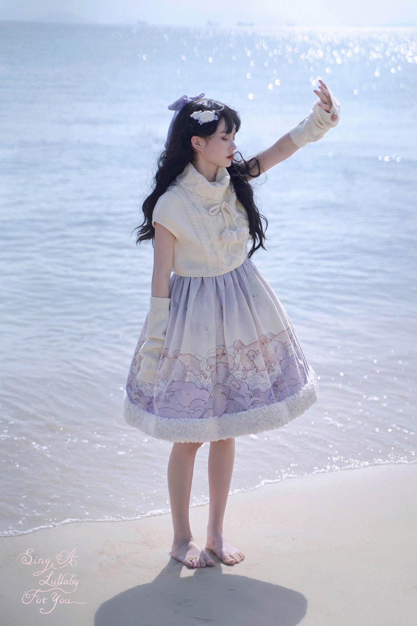 Cable Design High Neck Knit + Knit Leg Warmer + Fancy Lolly Ta Dress