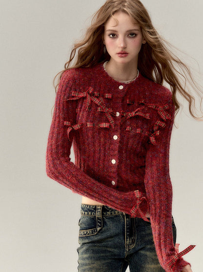 Ribbon Ribbed Knit Top + Ribbon Knit Hat + Knit Flowers