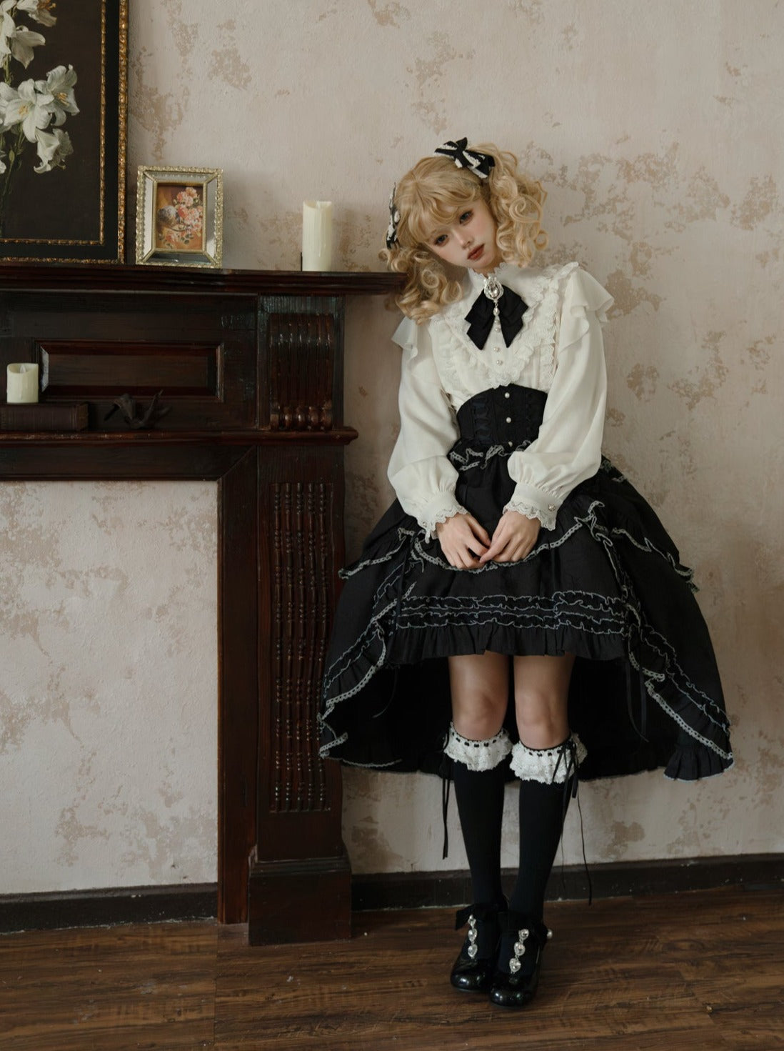 アシンメトリースカート エレガントなフリルフレアブラウス