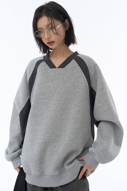 Patchwork Sweater V-Neck