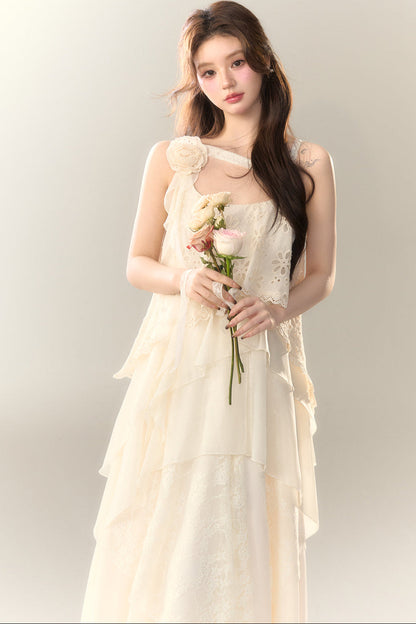 ロゼル イレギュラー ドレス ロング マルチレイヤー ヘビースカート