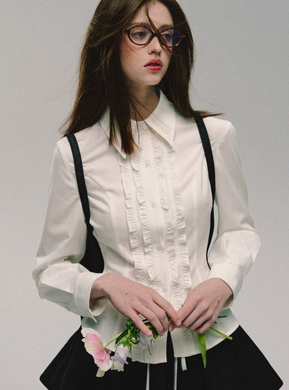 フリルデザインセンターシャツ ウェストマーク