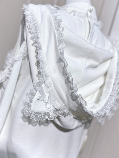 耳猫エンジェルスウェットシャツフードポケットエプロン