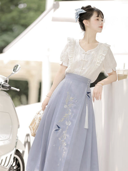 Sommer Faltenrock Retro Rüschen Top Design China