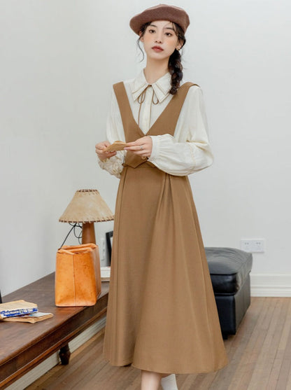 Retro Suspender French Waist Dress