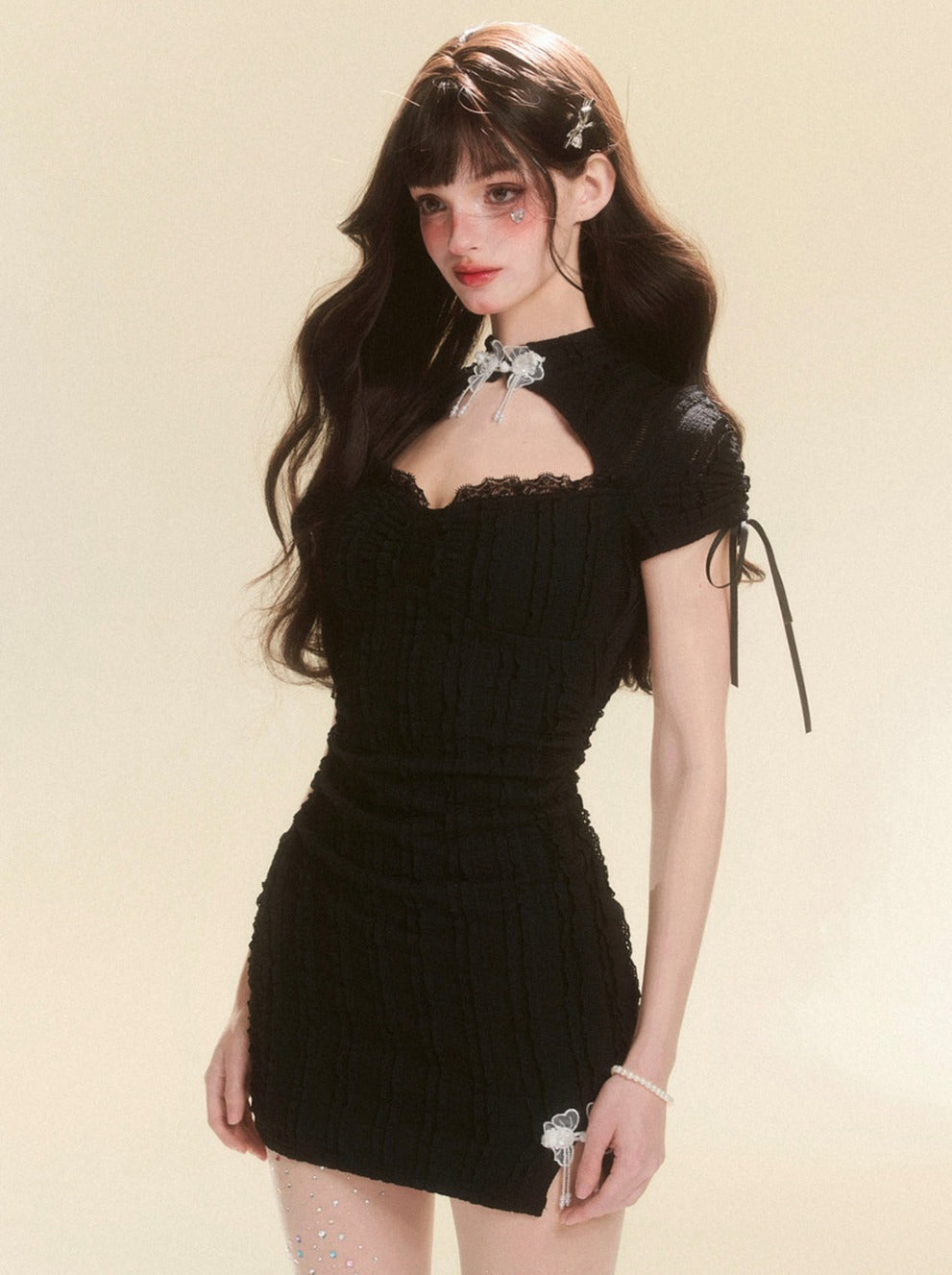 ネックモチーフオープンドレス チャイニーズバタフライ