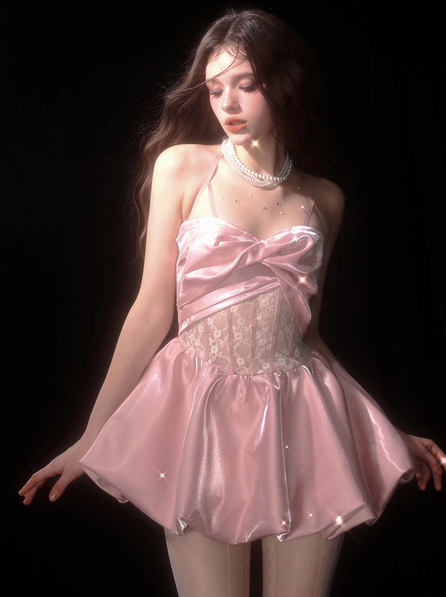 Robe Satin Bretelles Haut de Gamme