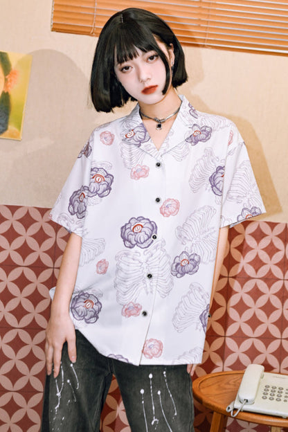 チャイナボーンフラワーシャツ