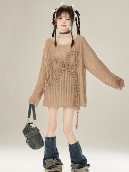 Strickschleife, großes Rüschendesign, locker