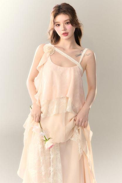 ロゼル イレギュラー ドレス ロング マルチレイヤー ヘビースカート