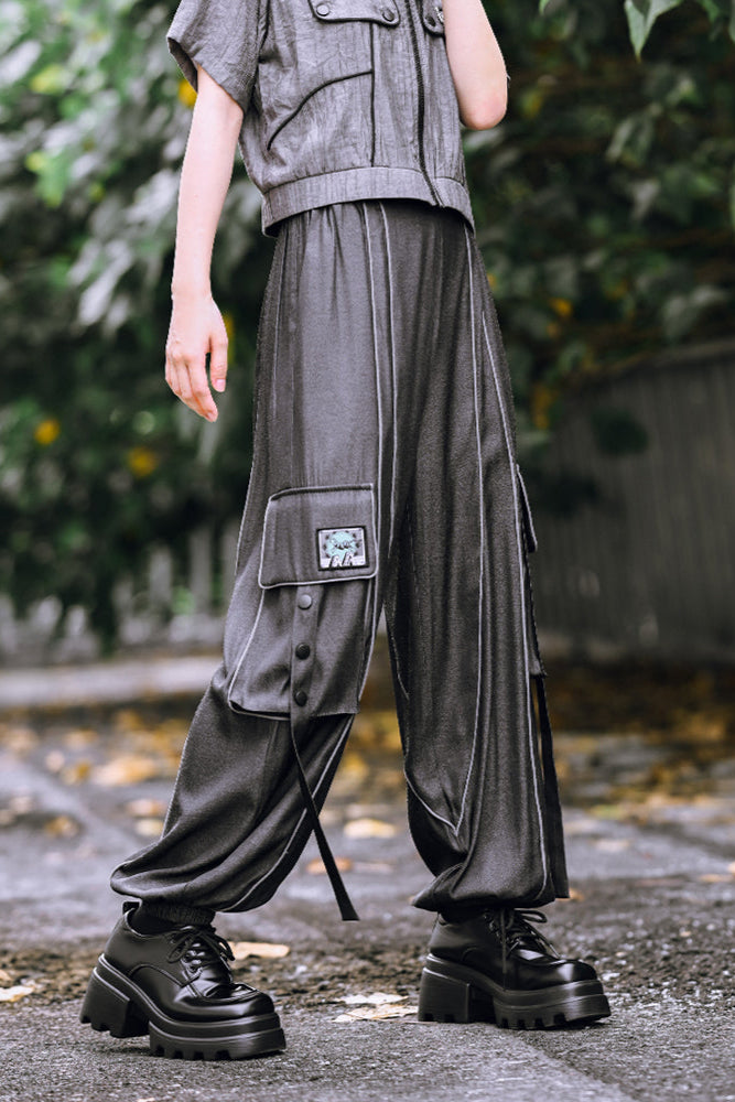 Pantalon chic imprimé chinois délavé