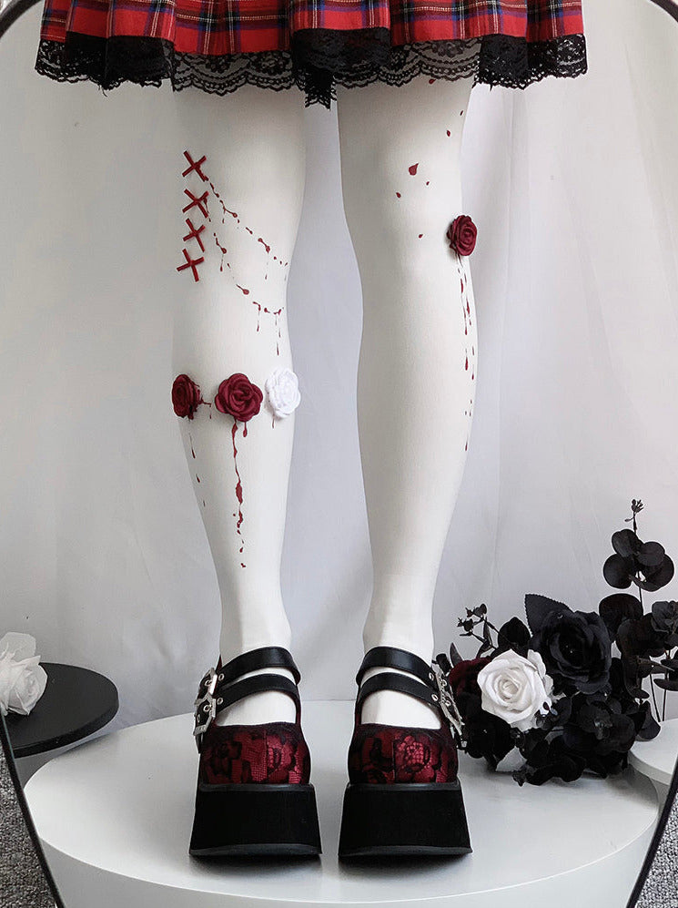 Gothic Round Retro Platform Toe Shoes Matte Punk Lace