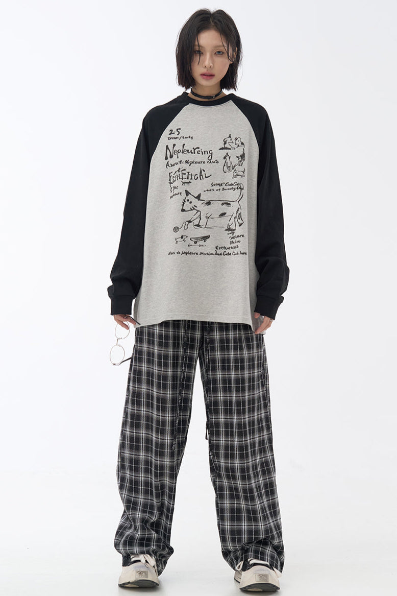 パンツ カジュアル チェック柄 ワイドレッグ