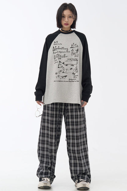 パンツ カジュアル チェック柄 ワイドレッグ