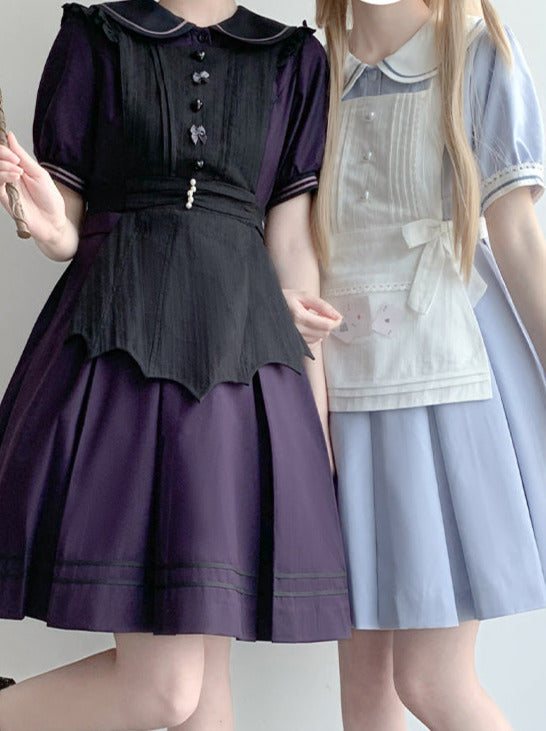 カラー ホワイト ブラック ロリータ ソリッド エプロン