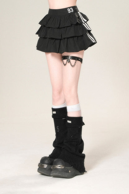 プリーツティアードミニスカート ブラック