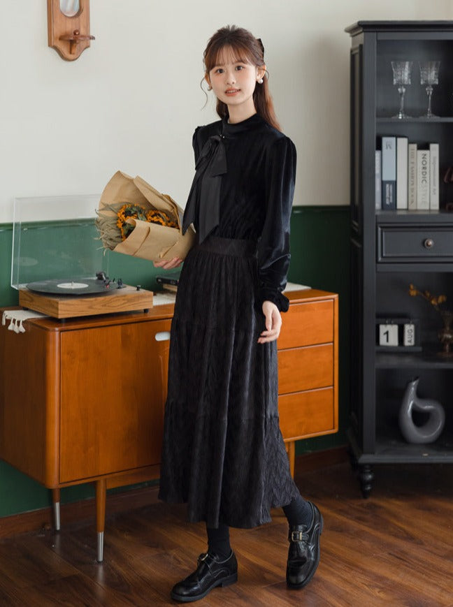 Dress Style Chic Velvet French Retro