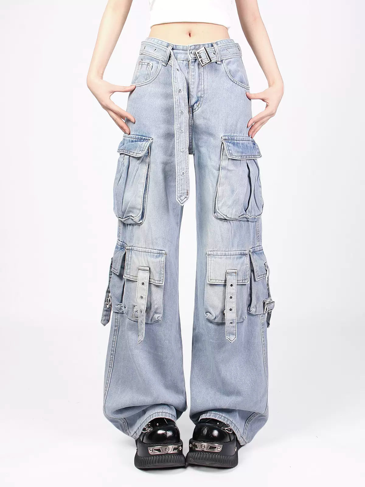 Casual Multi-pocket Denim Cargo