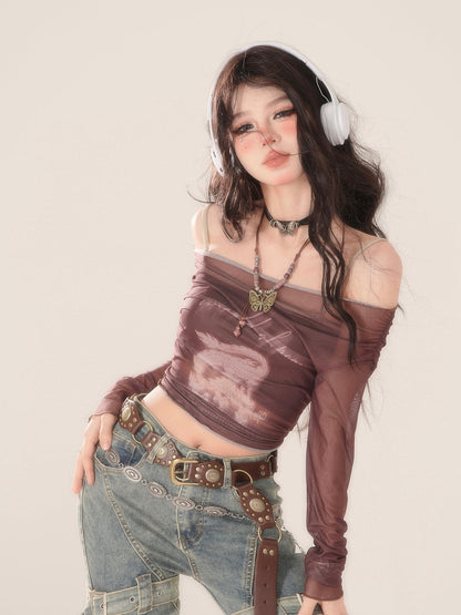 Off-shoulder Y2K Mode Tops