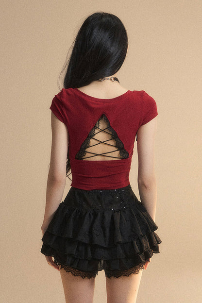 トップ予約 リボントリム レース シック クロップ