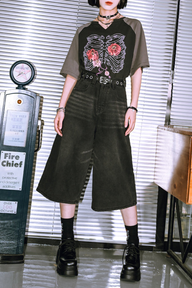 パンツ ハーフアッシュ ブラックデニム