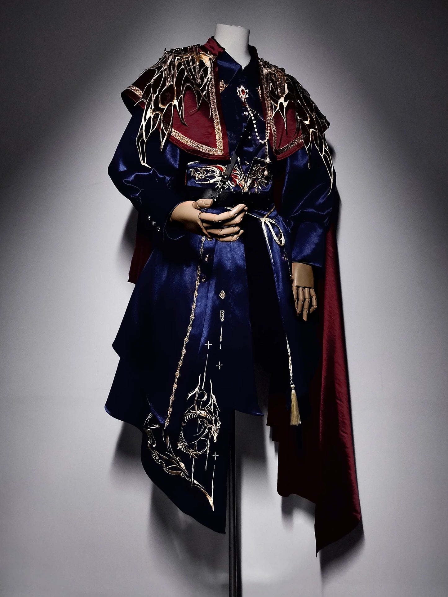 Hanfu Military Lolita Set Embroidered Cape Shirt & Pants - Long Yao