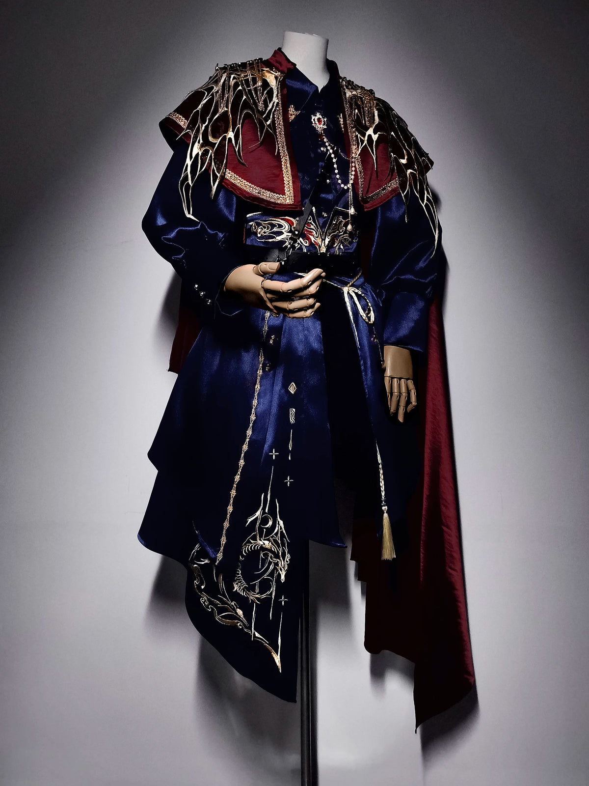 Hanfu Military Lolita Set Embroidered Cape Shirt & Pants - Long Yao