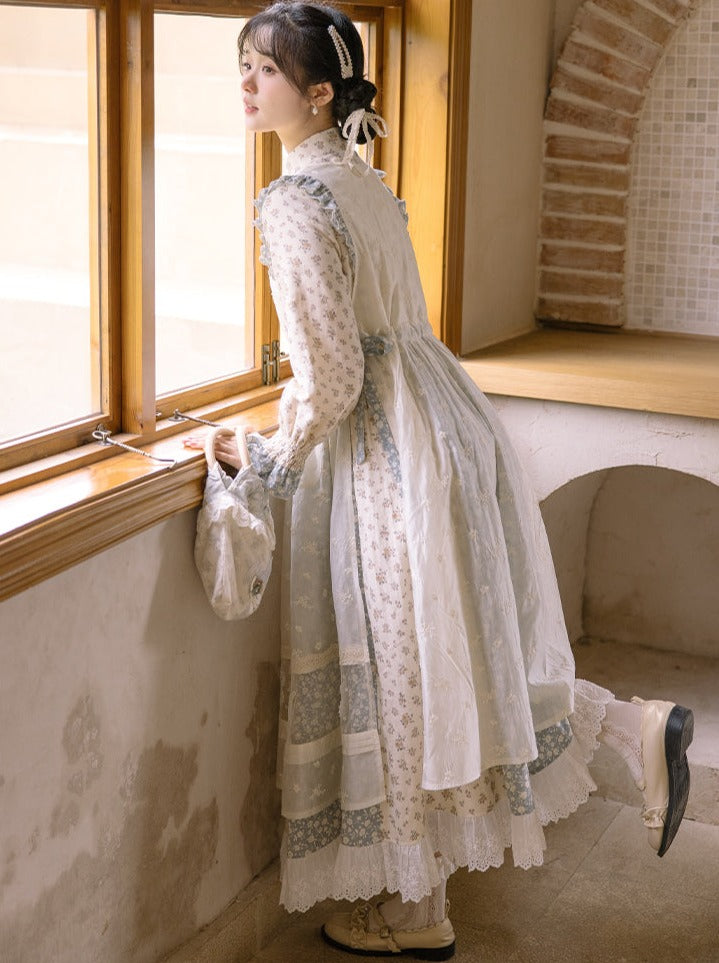 Sweater Collar Little Apron Dress + Faux Retro Flower