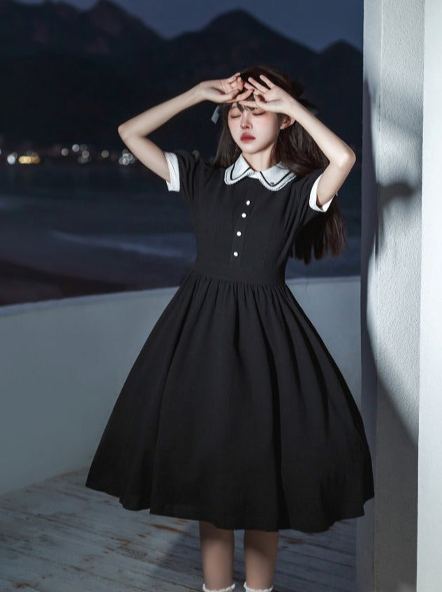 Kleid College Lolita mit Rüschen + französische Schürze