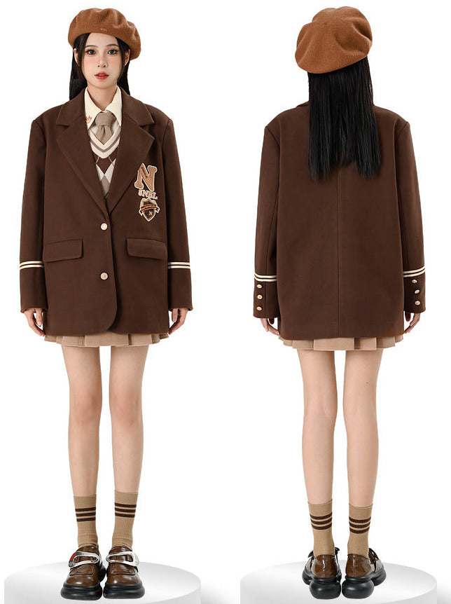 Brown Style Wool American College Maillard Jacket