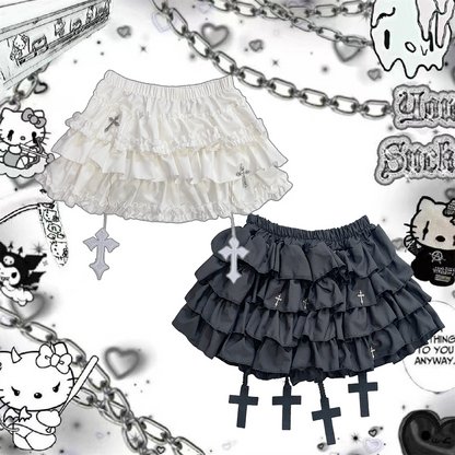 Y2K Subculture Niche Cross Fluffy Cake Skirt