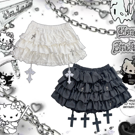 Y2K Subculture Niche Cross Fluffy Cake Skirt