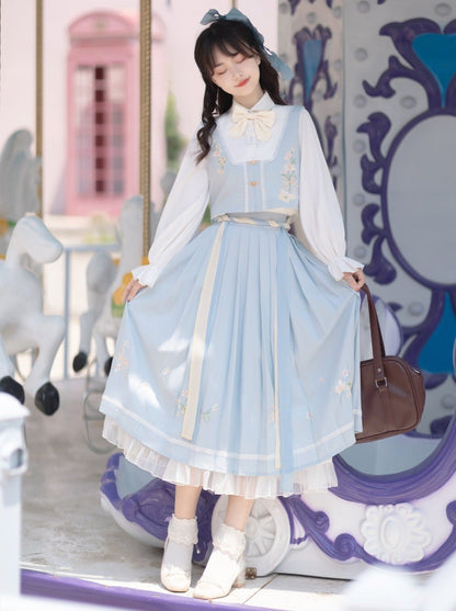 Pleated China + Blouse Idol Vest Skirt