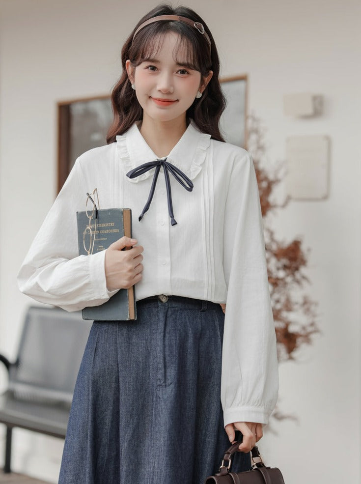 French Blouse Ribbon Retro