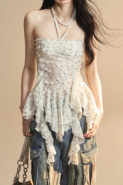 top Y2K lace One-shoulder