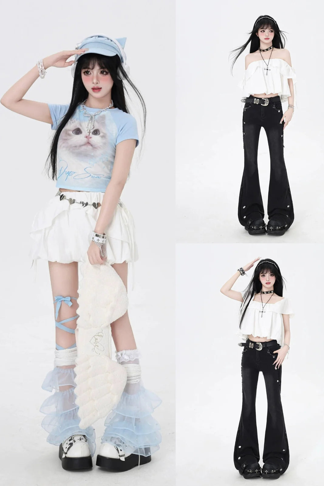 Drawstring One-Shoulder Skirt Top 3-Style