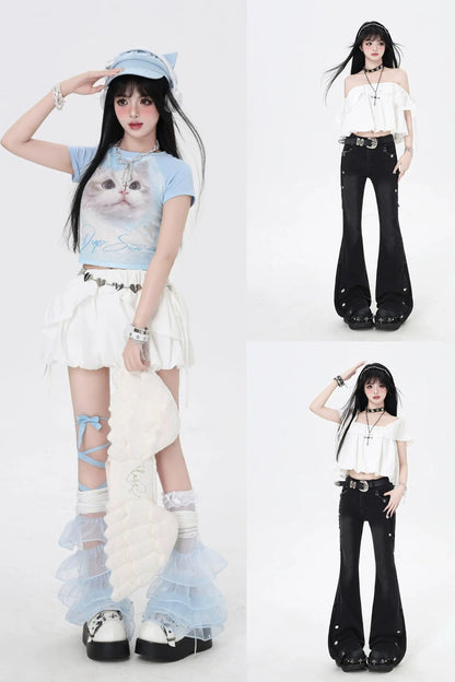 Drawstring One-Shoulder Skirt Top 3-Style