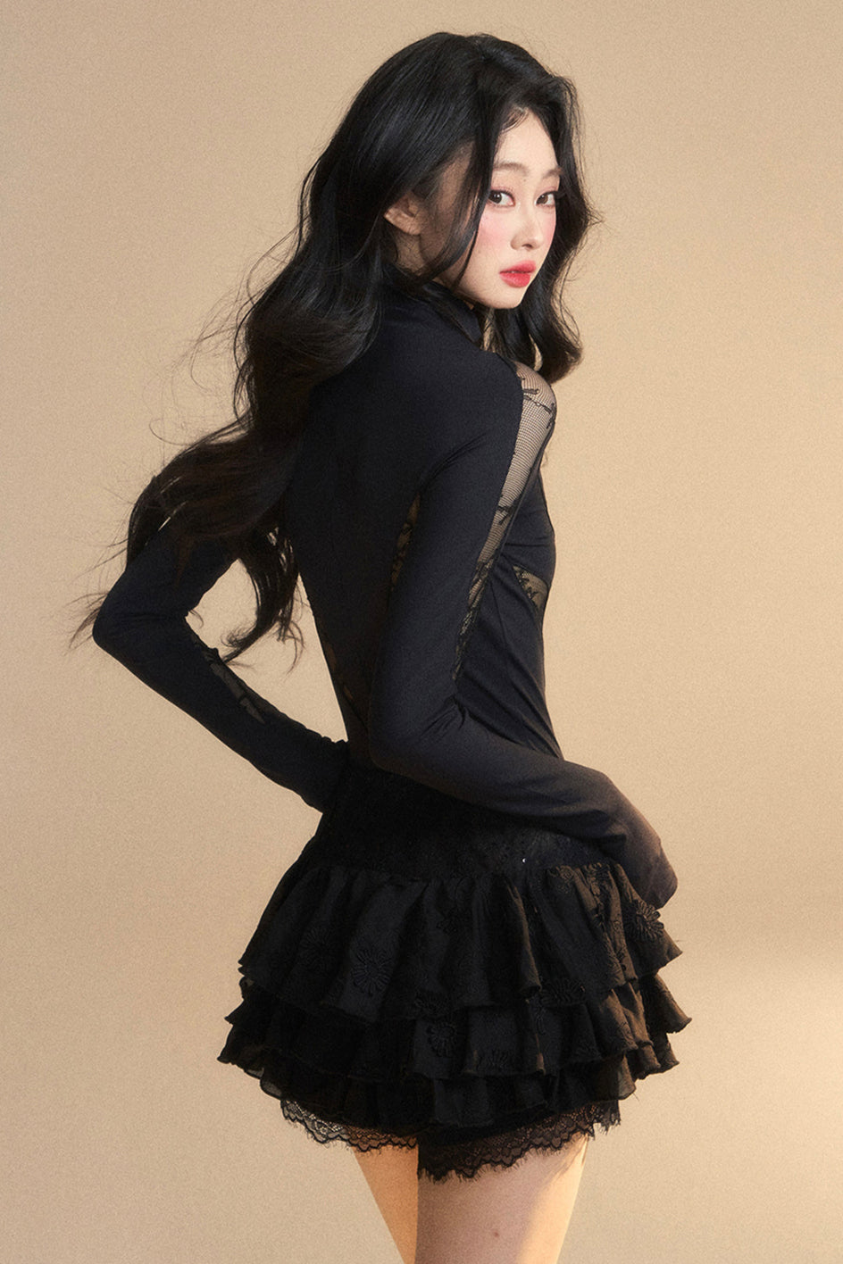 Tight Chic Black Reservations Top Lace Sheer