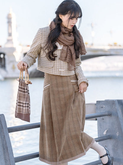 Retro Check + Blouse Flared Jacket + Girl Skirt