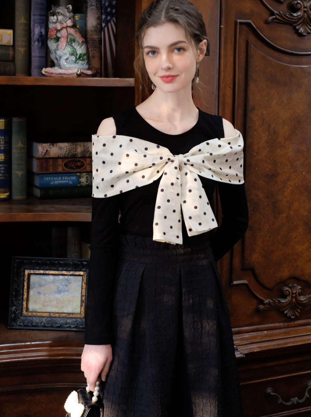 ロングスカート ブラウンボブトップ ドットクイーン+シュガー