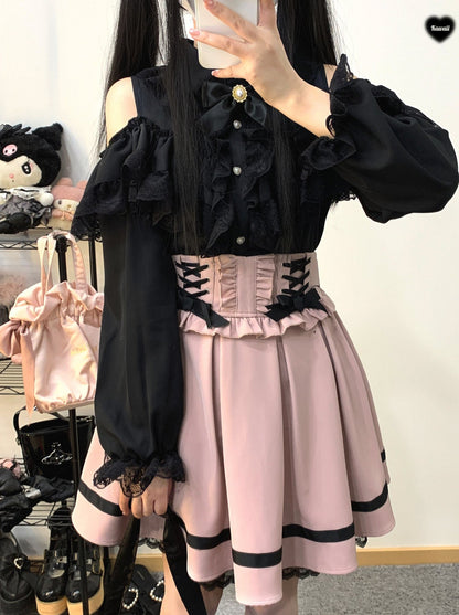 レースアップウエストフリルチュカート