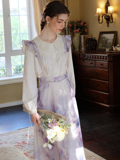 Farbdruck Öl Französisch Rüschen Rock Strap